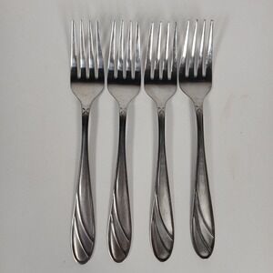 (4) Cambridge Medina Salad Forks Stainless Steel Silverware Glossy Satin Frosted